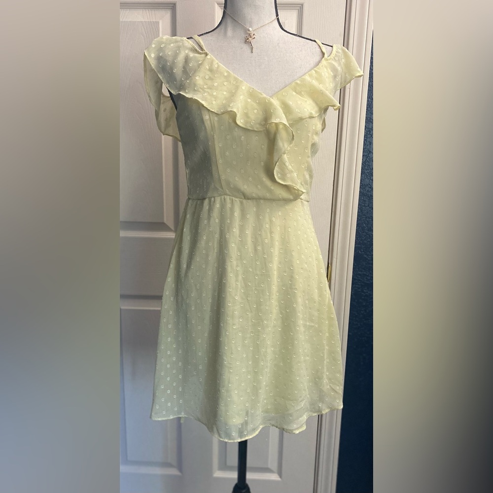 Yellow Ruffled Tiered Mini Sundress - Picture 4 of 6